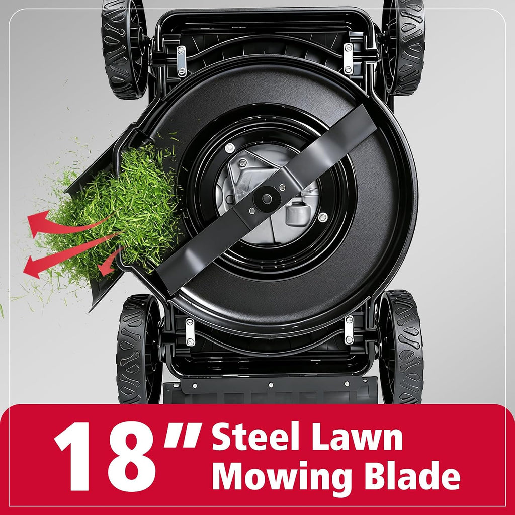 PowerSmart EasyCut 18-Inch Gas Lawn Mower, 144cc OHV Engine, Durable Steel Deck, Walk-Behind Push Mower with Side Discharge, 5-Position Height Adjustment, Lightweight Design for Small Yard