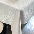 Jacquard Rectangle Tablecloth, Thick Kitchen Dining Table Cloth, Waterproof Wrinkle Free Decorative Fabric Table Cover for Outdoor and Indoor, 70x108 Inch Milky White