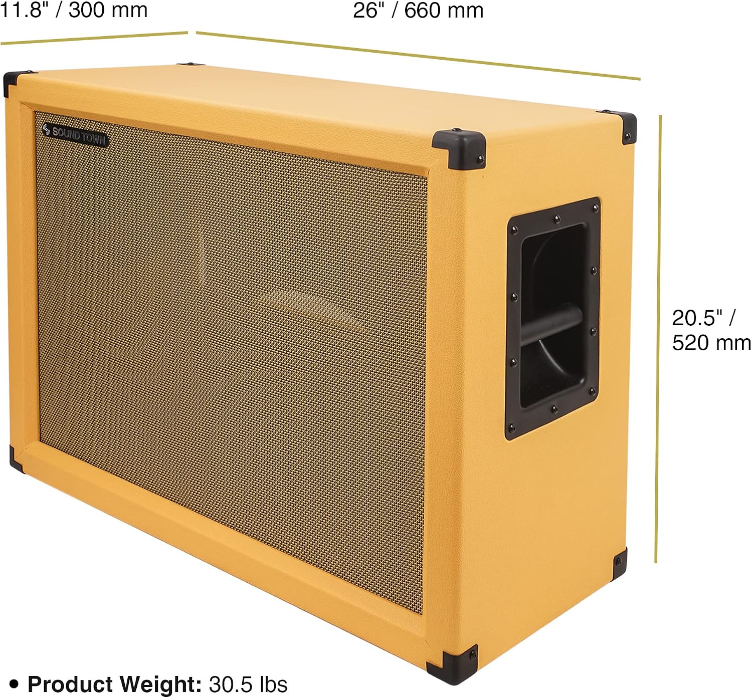 Sound Town 2 x 12 Empty Open-Back Guitar Speaker Cabinet, Birch Plywood, Mono/Stereo Jack Plate, Orange, Wheat Cloth Grill, Compatible w/Celestion/Eminence Speakers (GUC212OBOR-EC)