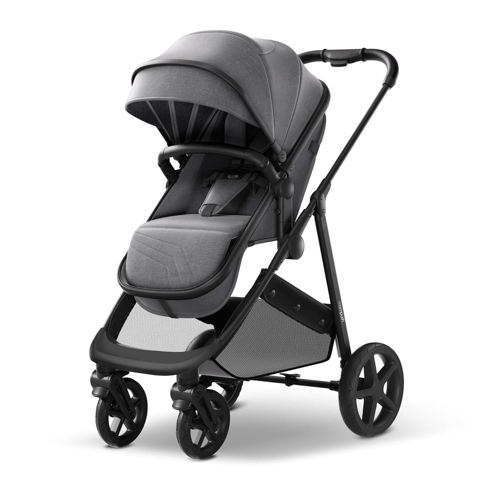 Mompush Wiz 2 in 1 Baby Stroller with Infant Pramette Mode, One Hand Fold Convertible Newborn to Toddler Stroller with Reversible Seat and Large UPF 50+ Canopy