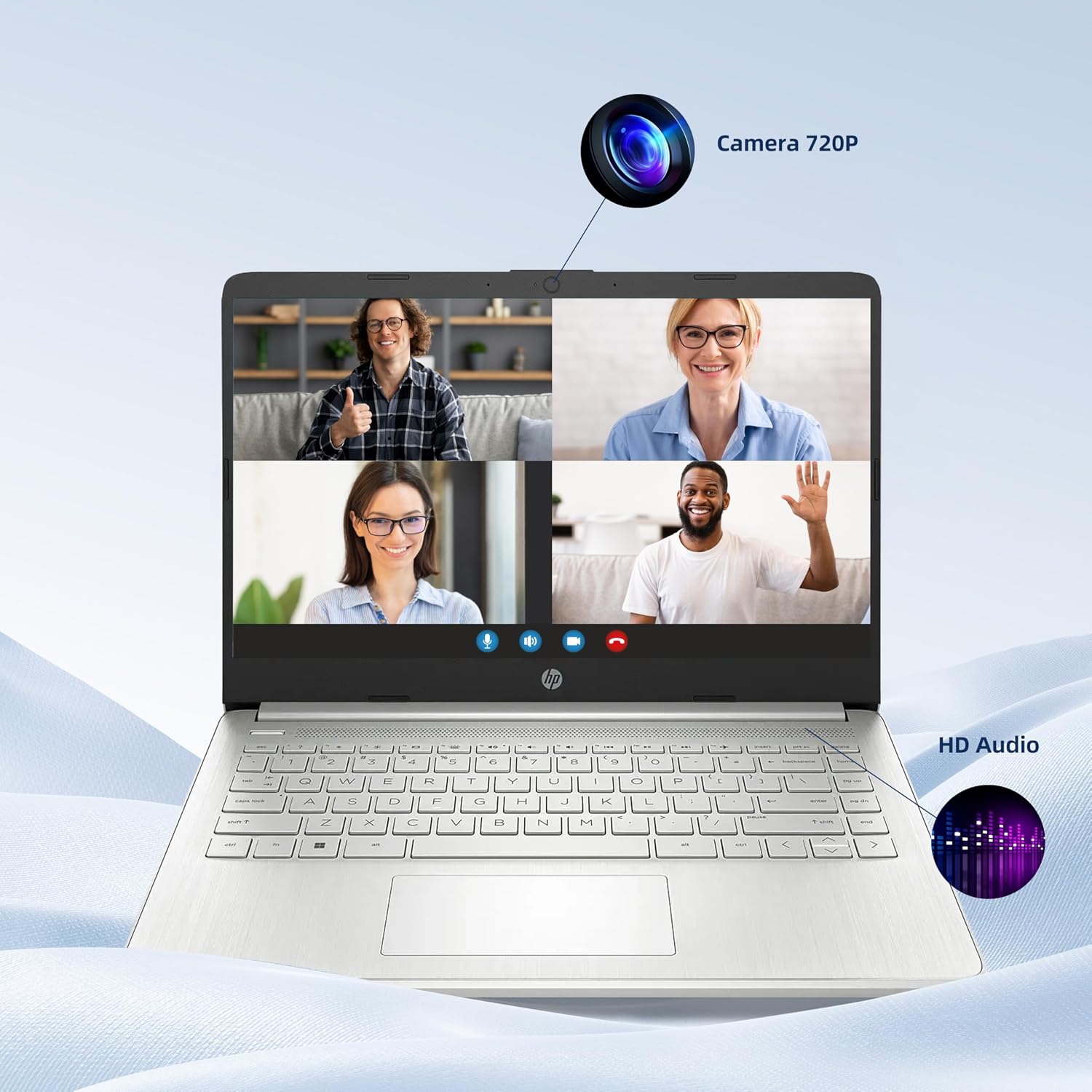 HP 14' Student Business Laptop Computer, Intel N150 CPU, 16GB DDR4 RAM, 128GB UFS, WiFi 6, BT 5.4, Win11 Pro S, Natural Silver
