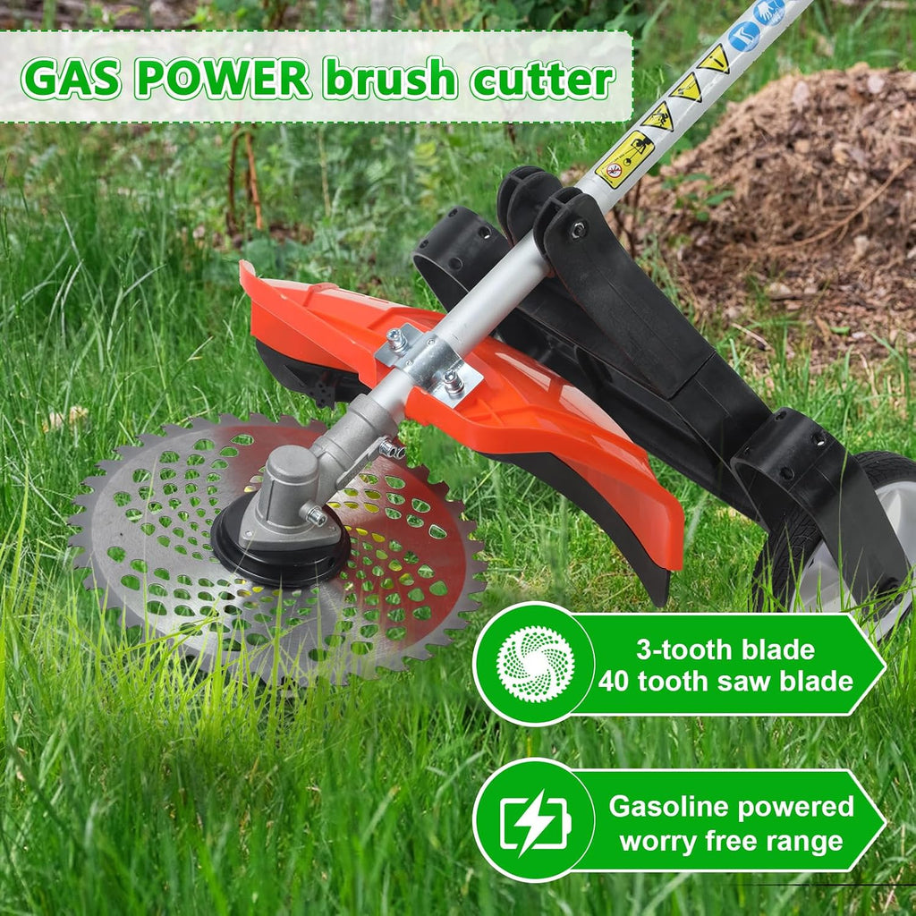 Multi-in-1 52CC Gas Powered Trimming Tool, 2-Cycle Weed Eater String Trimmer Brush Cutter Hedge Trimmer Edger Pole Saw Chainsaw Pruner with Extension Pole for Yard Lawn Care (8-in-1)