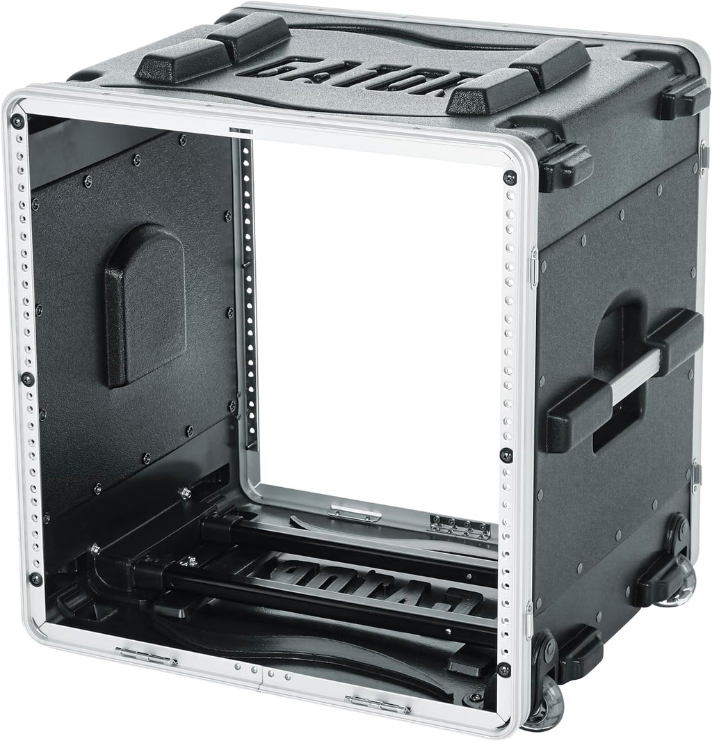 Gator Cases Lightweight Rolling Rack Case with Retractable Tow Handle and Recessed Wheels, 10U (GRR-10L)