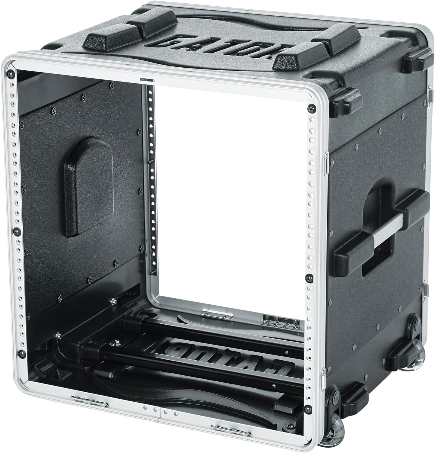 Gator Cases Lightweight Rolling Rack Case with Retractable Tow Handle and Recessed Wheels, 10U (GRR-10L)