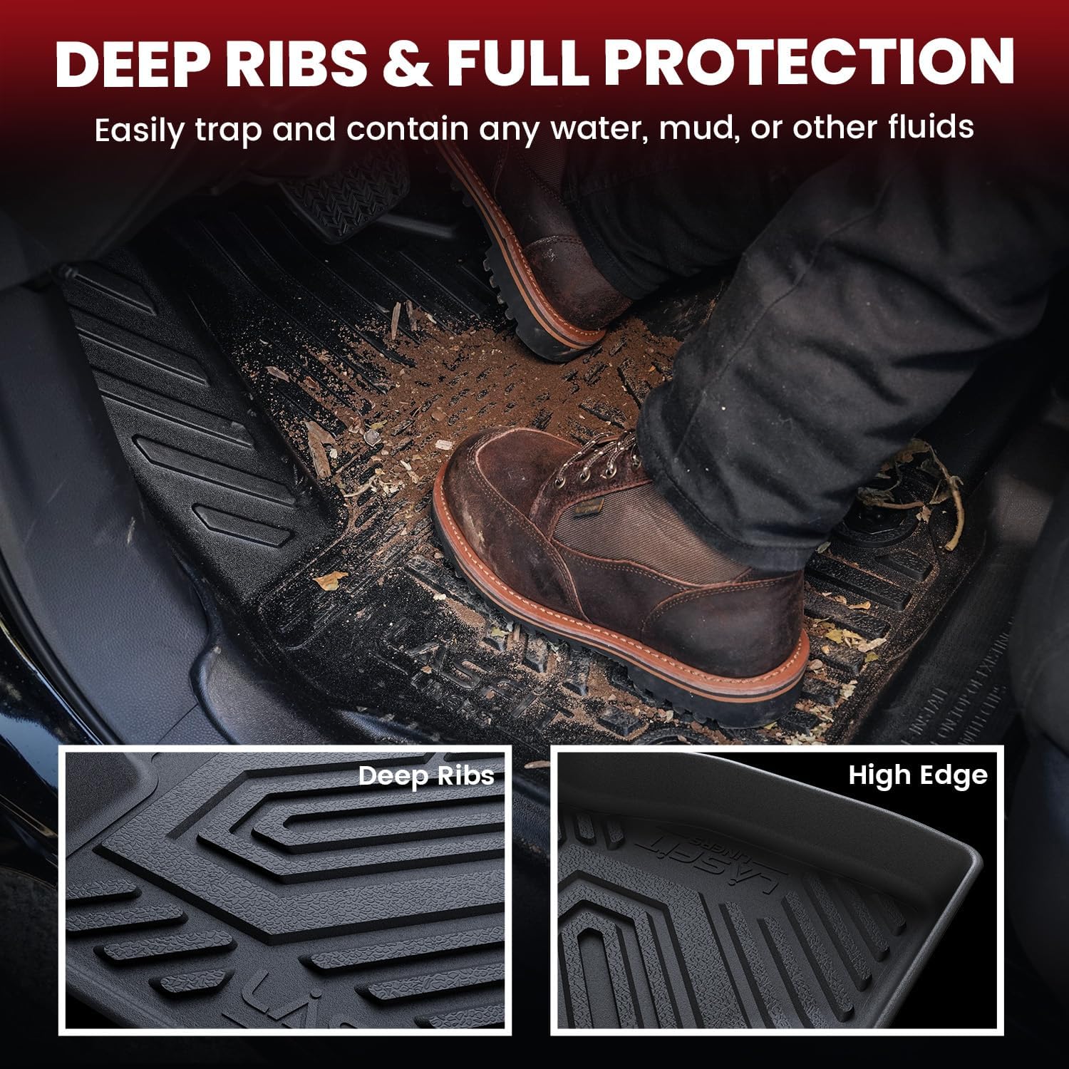 LASFIT Floor Mats & Seatback Mats & Cargo Mat for Nissan Murano 2025-2026, Custom Fit All Weather TPE Easy Clean Durable Floor Liners Car Mats for 2025-2026 Murano, Black