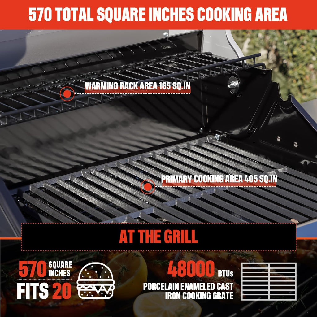 Monument Grills Mesa Series, Outdoor Barbecue Stainless Steel 3 Burner Propane Gas Grill, 48,000 BTU Patio Garden Grill with Side Burner and Knob Controls, Mesa325 with BBQ Cover