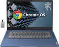 Lenovo IdeaPad Slim 3 Chromebook, 14″ FHD IPS Touchscreen Laptop, MediaTek Kompanio 520 Processor, 4GB RAM, 64GB eMMC, Webcam, Regular Keyboard, WiFi6, Chrome OS, Abyss Blue, 128GB Hotface USB Card