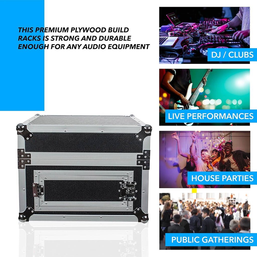 Seismic Audio - SAMRC-4U - 4 Space Rack Case with Slant Mixer Top - PA/DJ Pro Audio Road Case