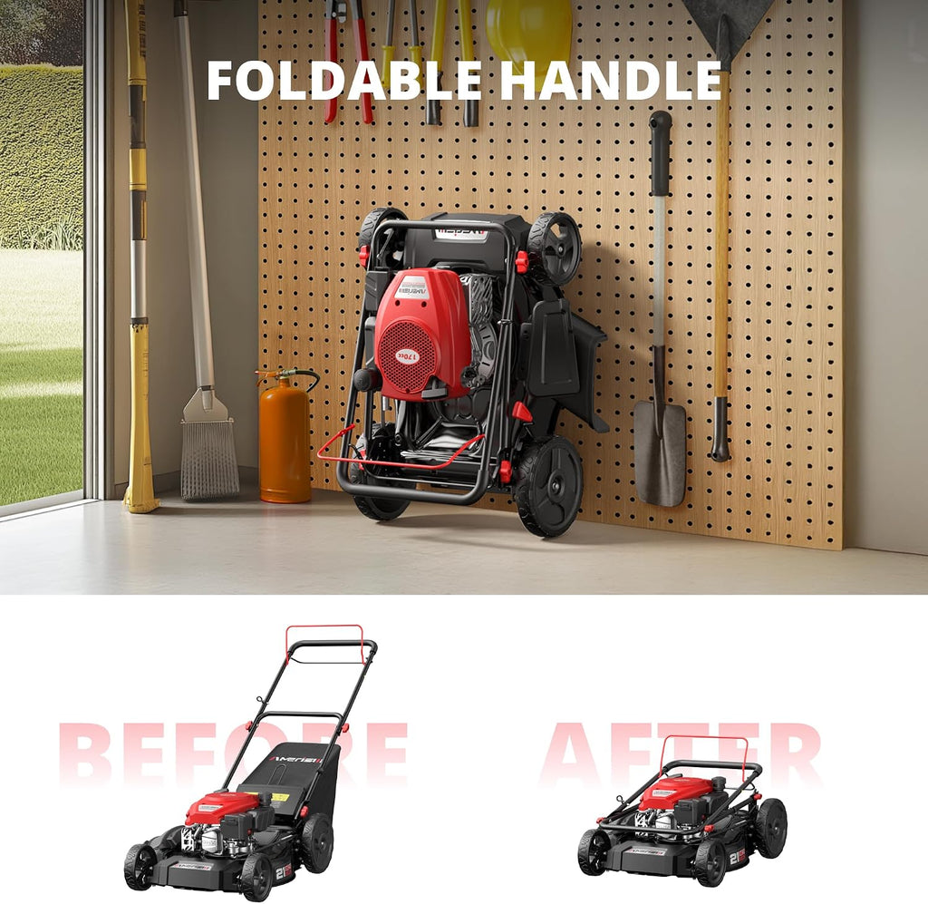 Amerisun 21' Steel Deck Self-Propelled Lawn Mower, 170cc OHV Gas Engine with Air-Cooled Technology, 3-in-1 Cutting Mode, 6-Stage Height Adjustment (1.5'-3.9'), Easy to Assemble & Maintain