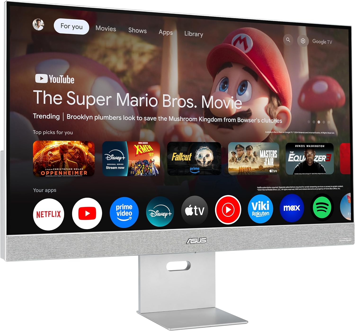 ASUS ZenScreen 31.5' 4K USB-C Smart Monitor (MS32UC) - UHD (3840 x 2160) IPS, 98% DCI-P3, GoogleTV, Harman Kardon Speakers, USB-C (90W PD), Wireless Display, Netflix and YouTube, 3 yr Warranty