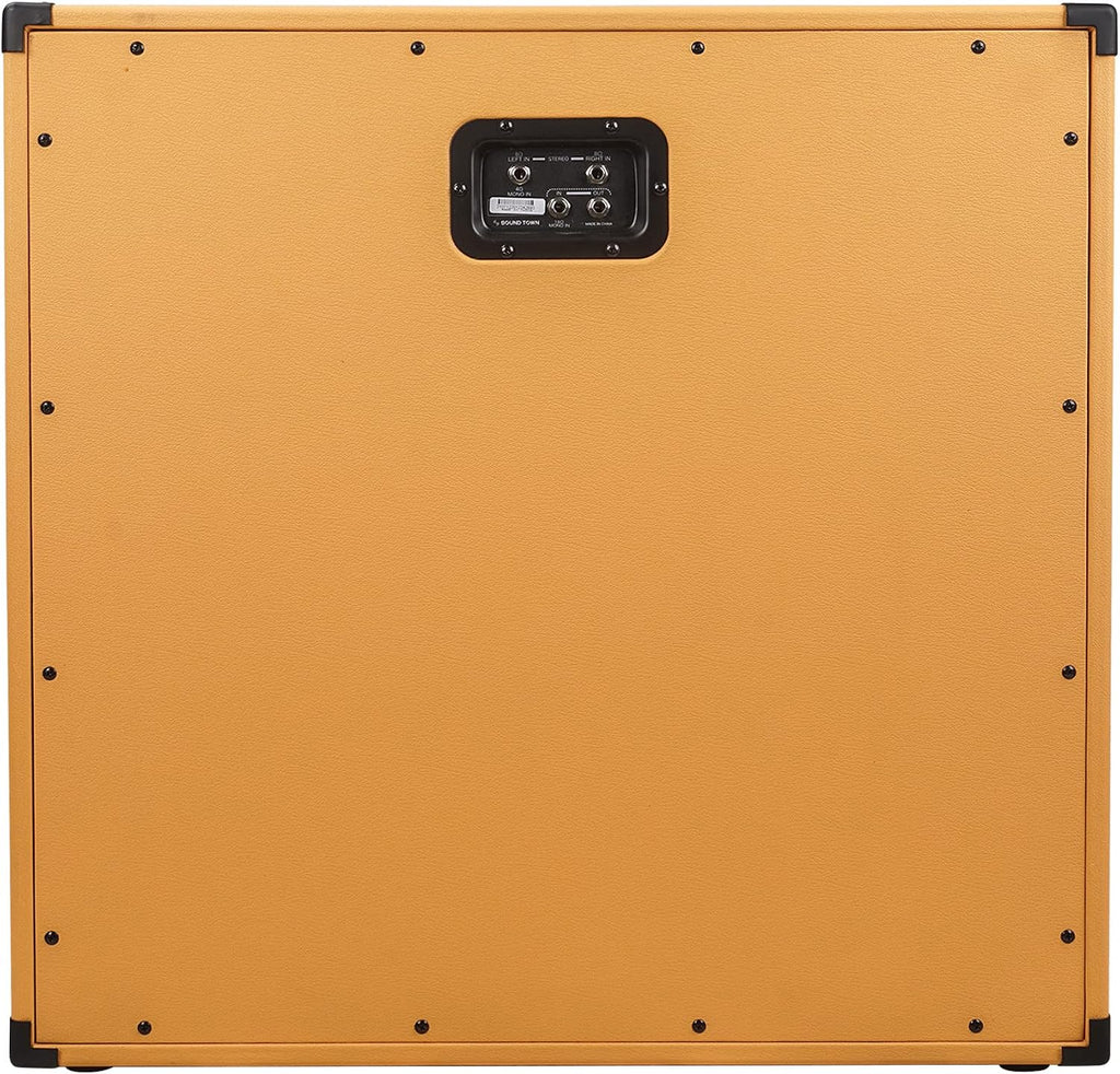 Sound Town 4 x 12' Empty Guitar Speaker Cabinet, Birch Plywood, Orange Tolex, Wheat Cloth Grill, Compatible with Celestion/Eminence Speakers (GUC412OR-EC)