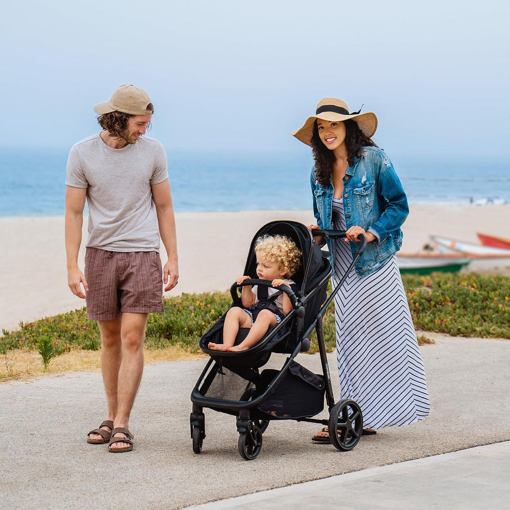 Mompush Wiz 2 in 1 Baby Stroller with Infant Pramette Mode, One Hand Fold Convertible Newborn to Toddler Stroller with Reversible Seat and Large UPF 50+ Canopy