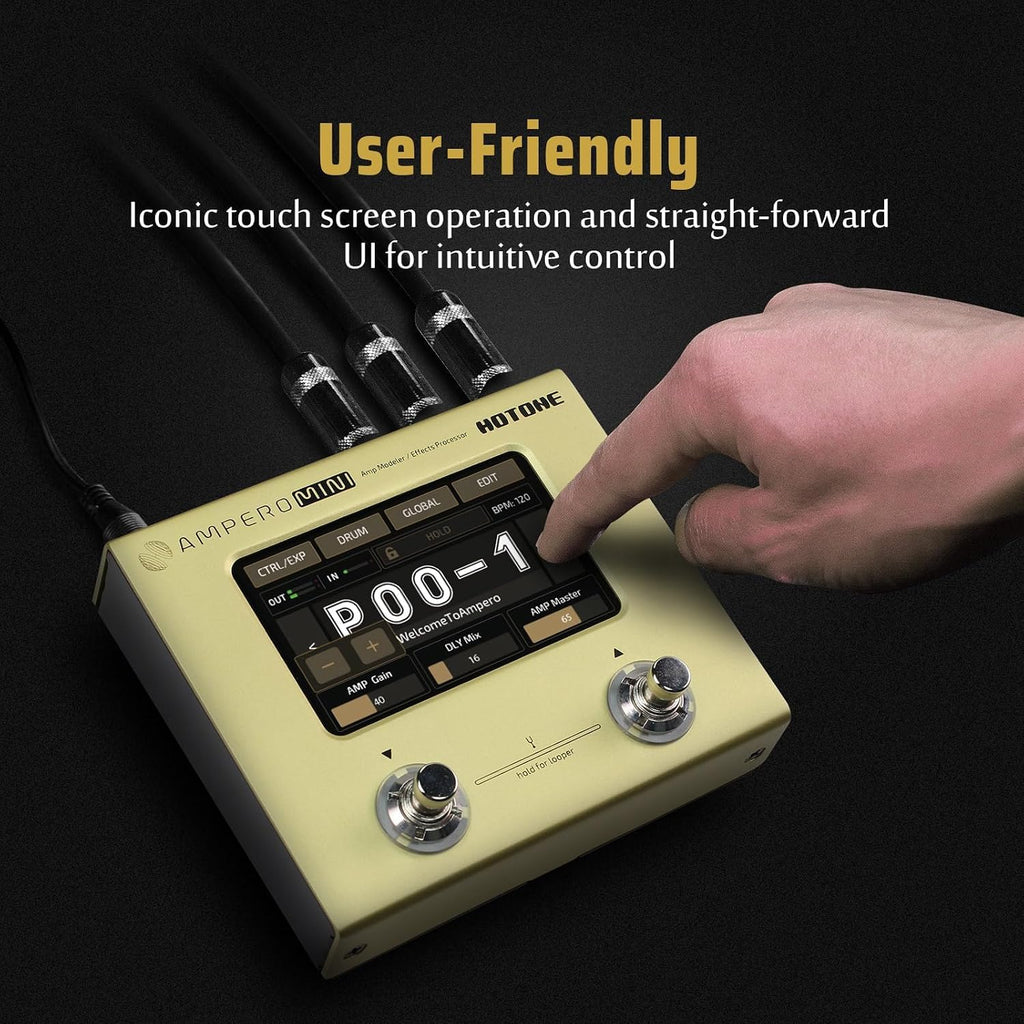 HOTONE Multi Effects Processor Pedal Guitar Bass Amp Modeling IR Cabinets Simulation Multi LanguageStereo OTG USB Audio Interface Ampero Mini MP-50 (include 10 PCS Additional Footswitch Toppers)