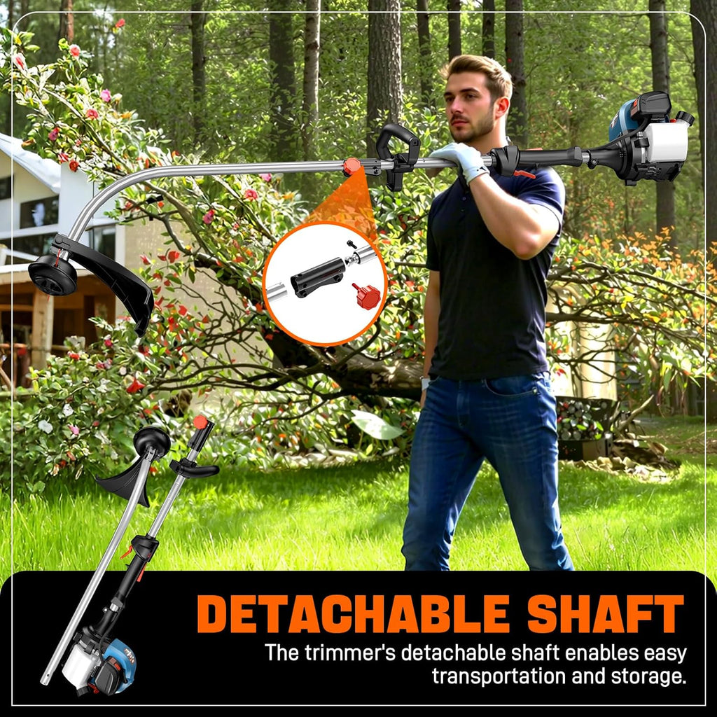 SENIX 4QL 26.5 cc Gas Weed Wacker, GTC4QL-L String Trimmer and Edger Lawn Tool with Curved Shaft, Front D-Handle, Bump Feed, 17 Inch Cutting Width