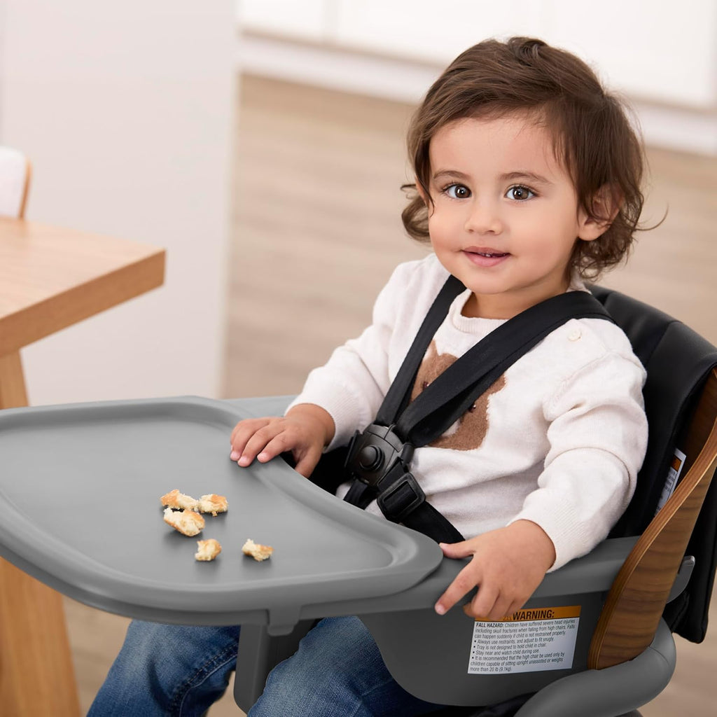 Evolur Step and Savor Baby High Chair, Converts to Adult Stool, 5 Position Adjustable Height and Footrest Positions Portable High Chair, Removable Tray, Easy to Clean and Removable Cushion