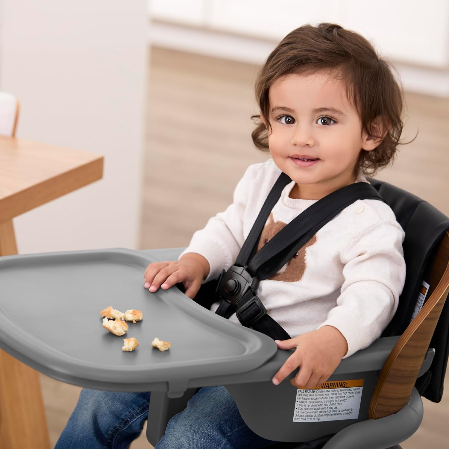 Evolur Step and Savor Baby High Chair, Converts to Adult Stool, 5 Position Adjustable Height and Footrest Positions Portable High Chair, Removable Tray, Easy to Clean and Removable Cushion