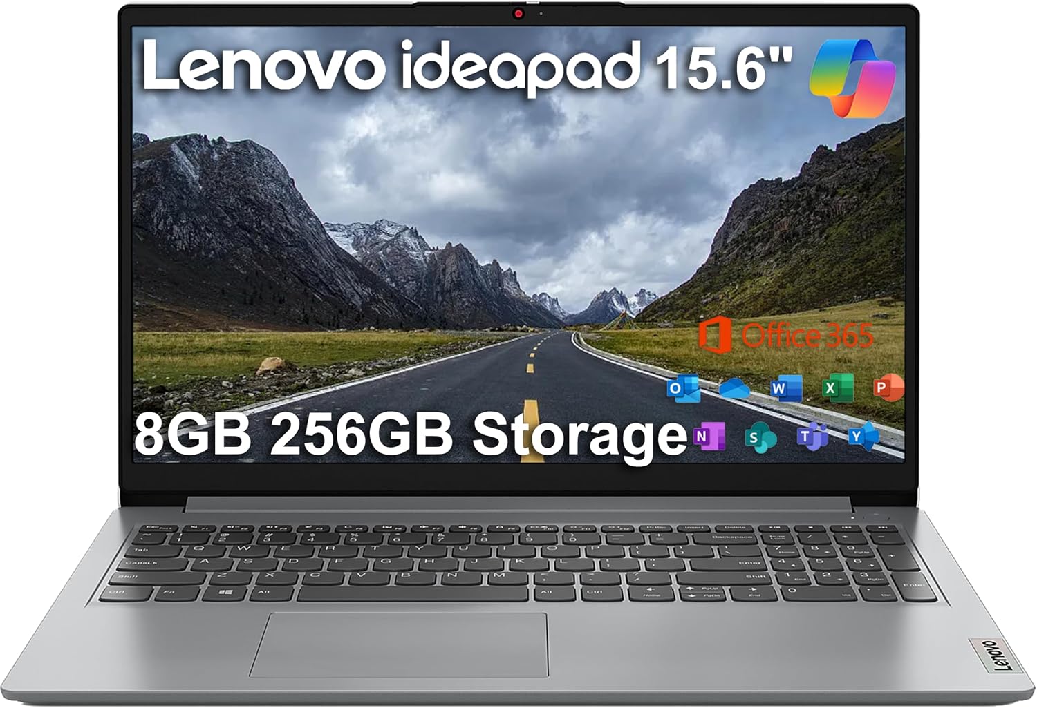 Lenovo 15.6' Laptop Computer (8GB, 256GB Storage (128GB eMMC + 128GB SSD), 1-Year Microsoft Office 365, Intel Dual Core) IdeaPad 1i for Business, Student, Numeric Keypad, Wi-Fi 6, Win 11 Home in S