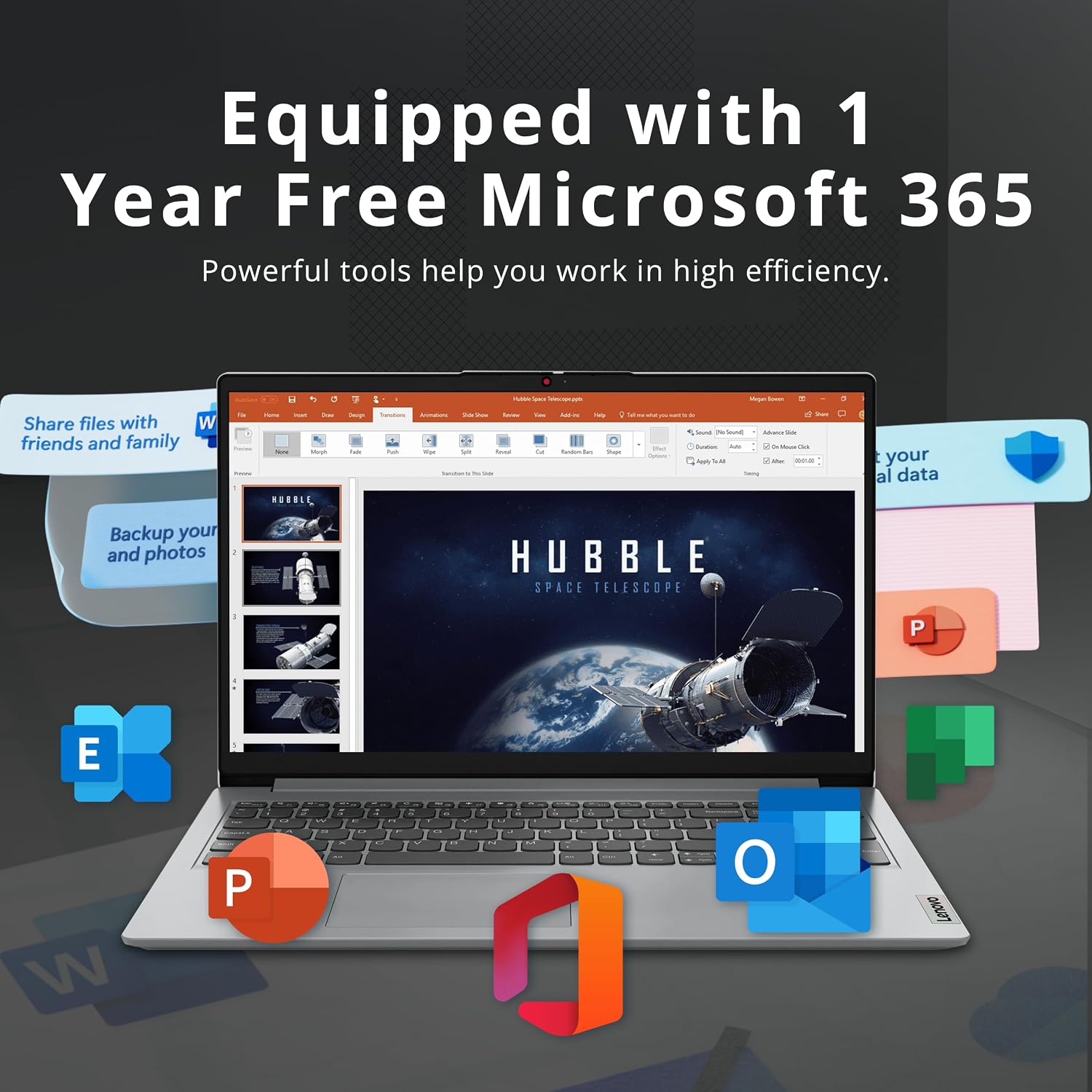 Lenovo IdeaPad 1 15.6' HD Laptop, Intel Pentium Silver N6000, 8GB RAM, 416GB Storage (128GB SSD+128GB eMMC+160GB Docking Station Set), Intel UHD Graphics, Num Pad, 1 Year Office 365, Win 11 S, Gray