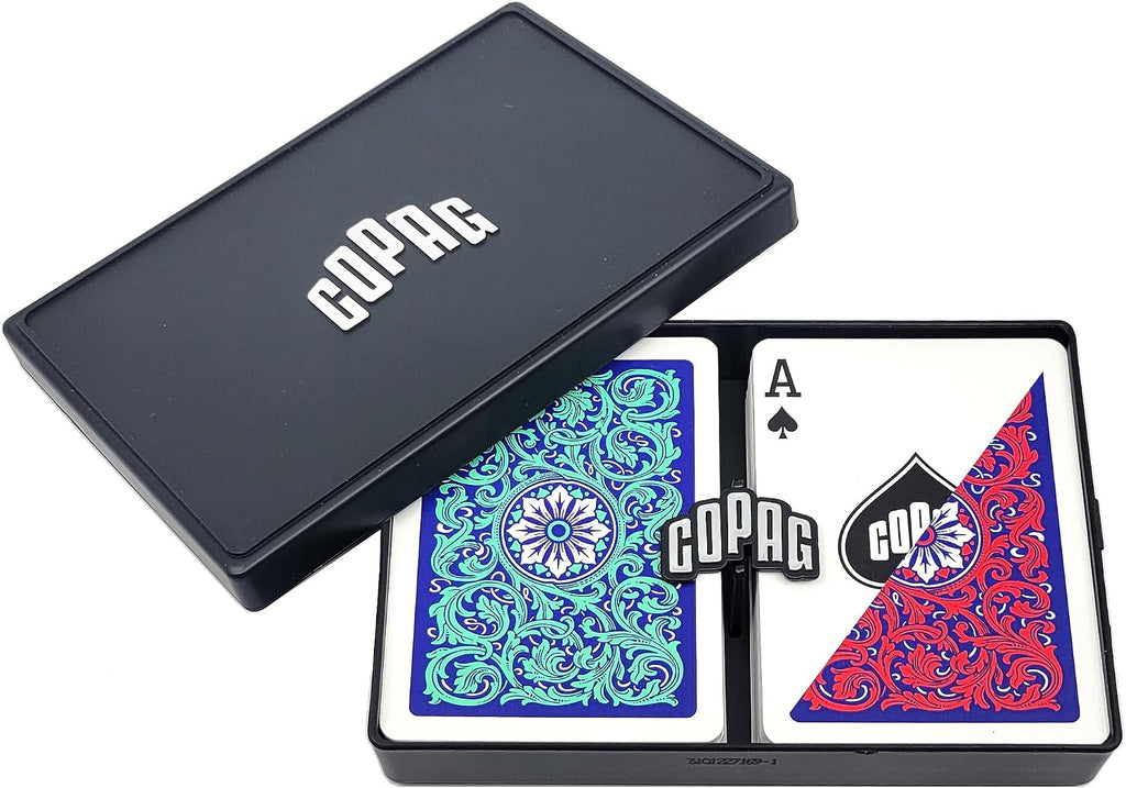 Copag 1546 Neoteric Design 100% Plastic Playing Cards, Poker Size (Standard) Green/Red (Regular Index, 6 Set)