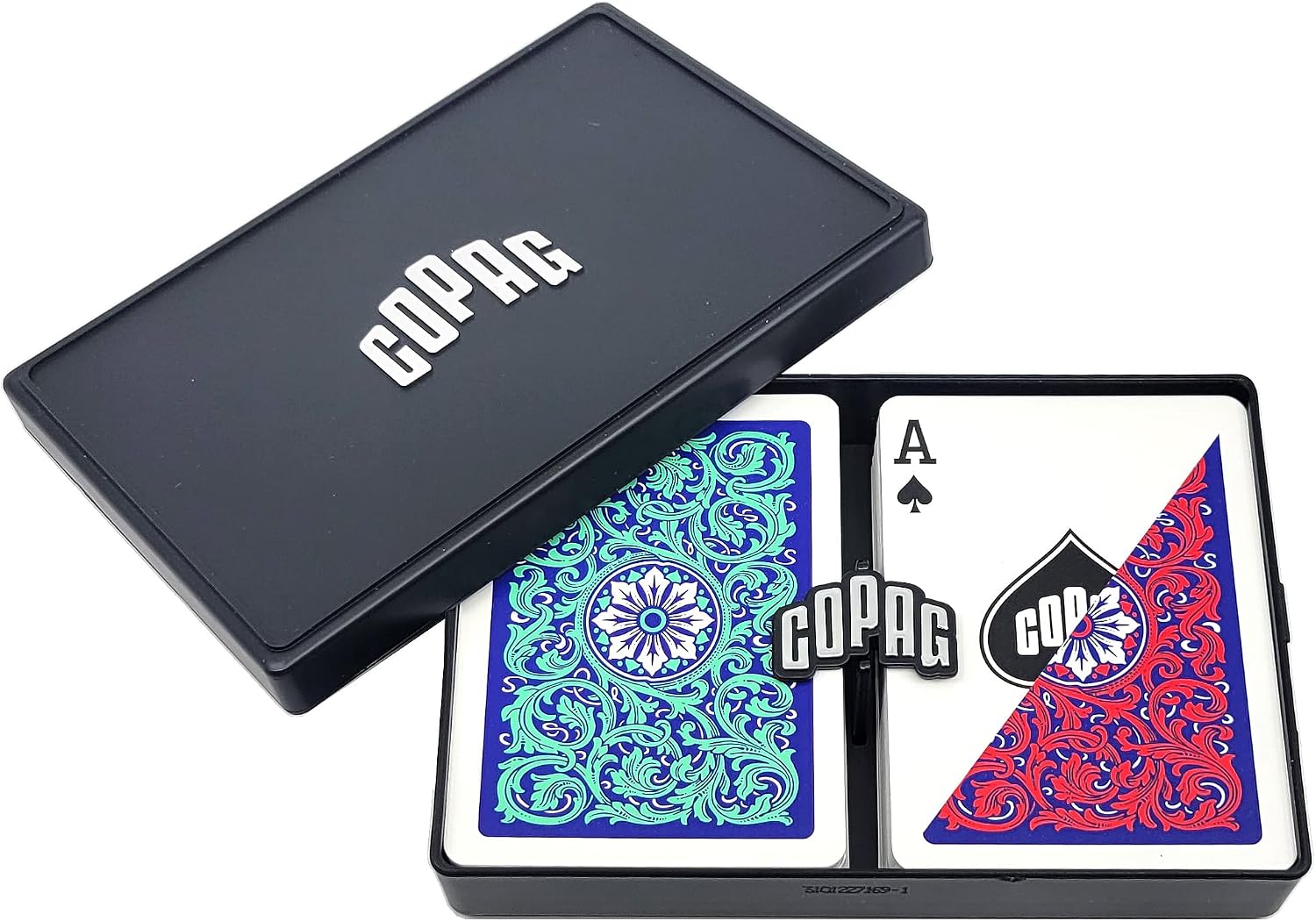 Copag 1546 Neoteric Design 100% Plastic Playing Cards, Poker Size (Standard) Green/Red (Regular Index, 6 Set)