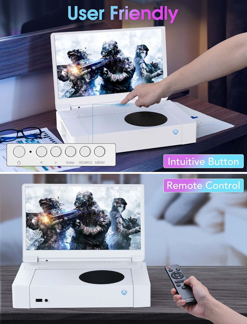 DEPGI 15.6' Portable Monitor for Xbox Series S,144Hz 2K QHD IPS Gaming Monitor for Xbox Series S (Not Included), with HDR AMD FreeSync 2X HDMI for Indoor Outdoor Travel