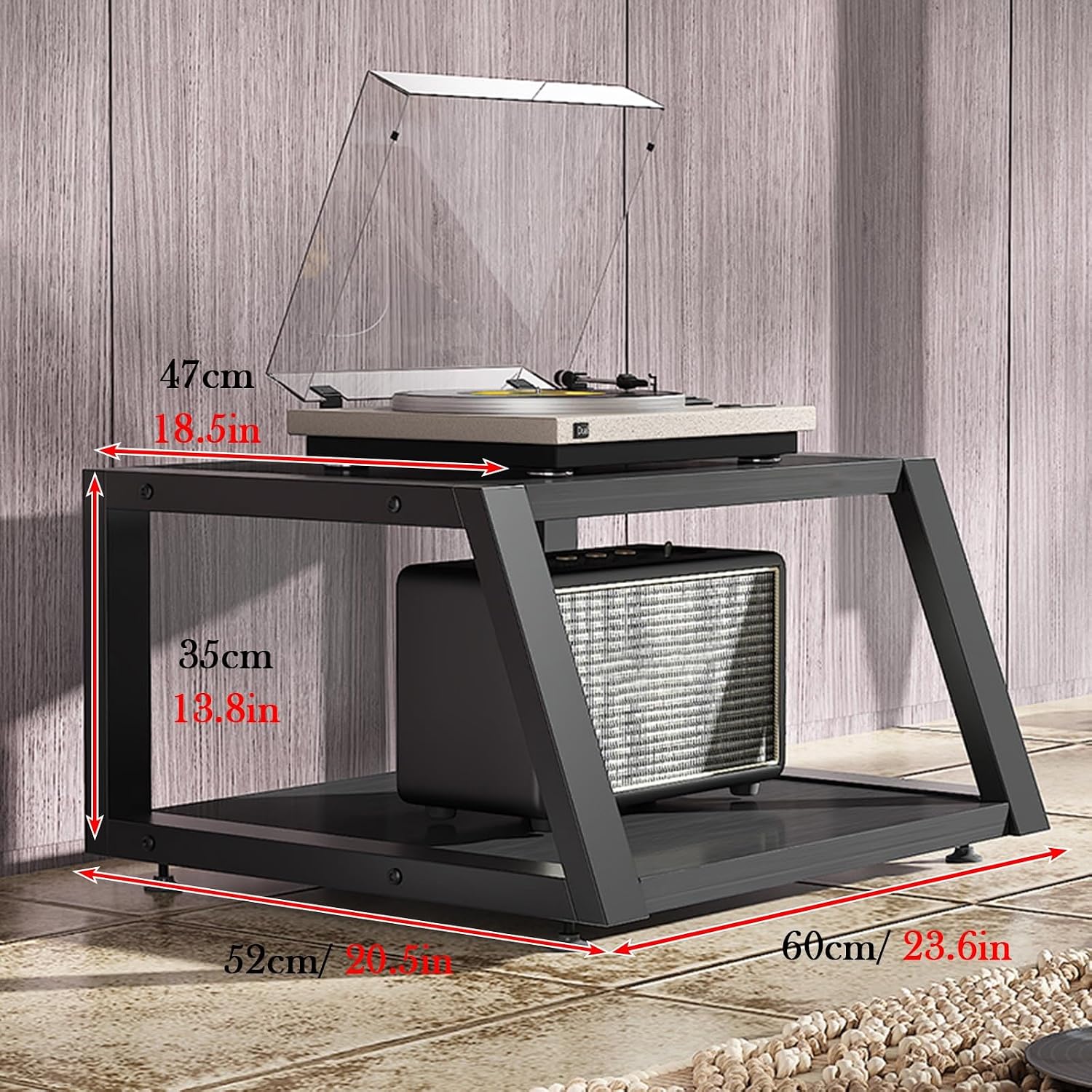 2/3/ 4 Tier Stereo Cabinet Furniture with Non-Slip Feet, Adjustable Corner TV Stand/Audio Video Equipment Rack, Waterproof Electronics Equipment Shelf(Color:Black,Size:2-Tiers)