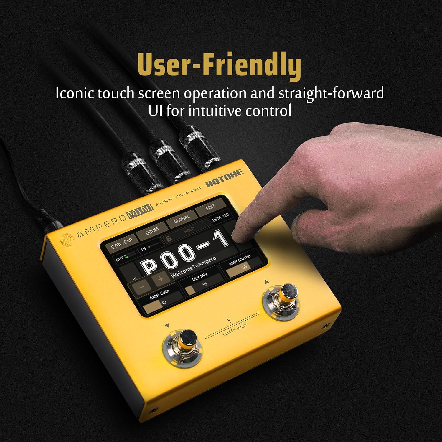 HOTONE Multi Effects Processor Pedal Guitar Bass Amp Modeling IR Cabinets Simulation Multi LanguageStereo OTG USB Audio Interface Ampero Mini MP-50 (Include 10 PCS Additional Footswitch Toppers)