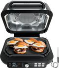 Ninja IG651 Foodi Smart XL Pro 7-in-1 Indoor Grill/Griddle Combo, use Opened or Closed, Air Fry, Dehydrate & More, Pro Power Grate, Flat Top, Crisper, Smart Thermometer, Black