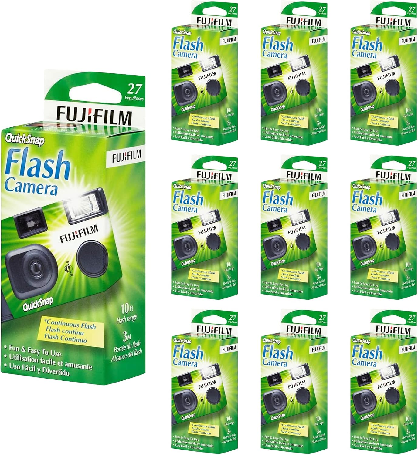 Fujifilm Fujifilm QuickSnap Flash 400 One Time Use 35mm Disposable Camera with Flash, 27 Exposures, 10-Pack