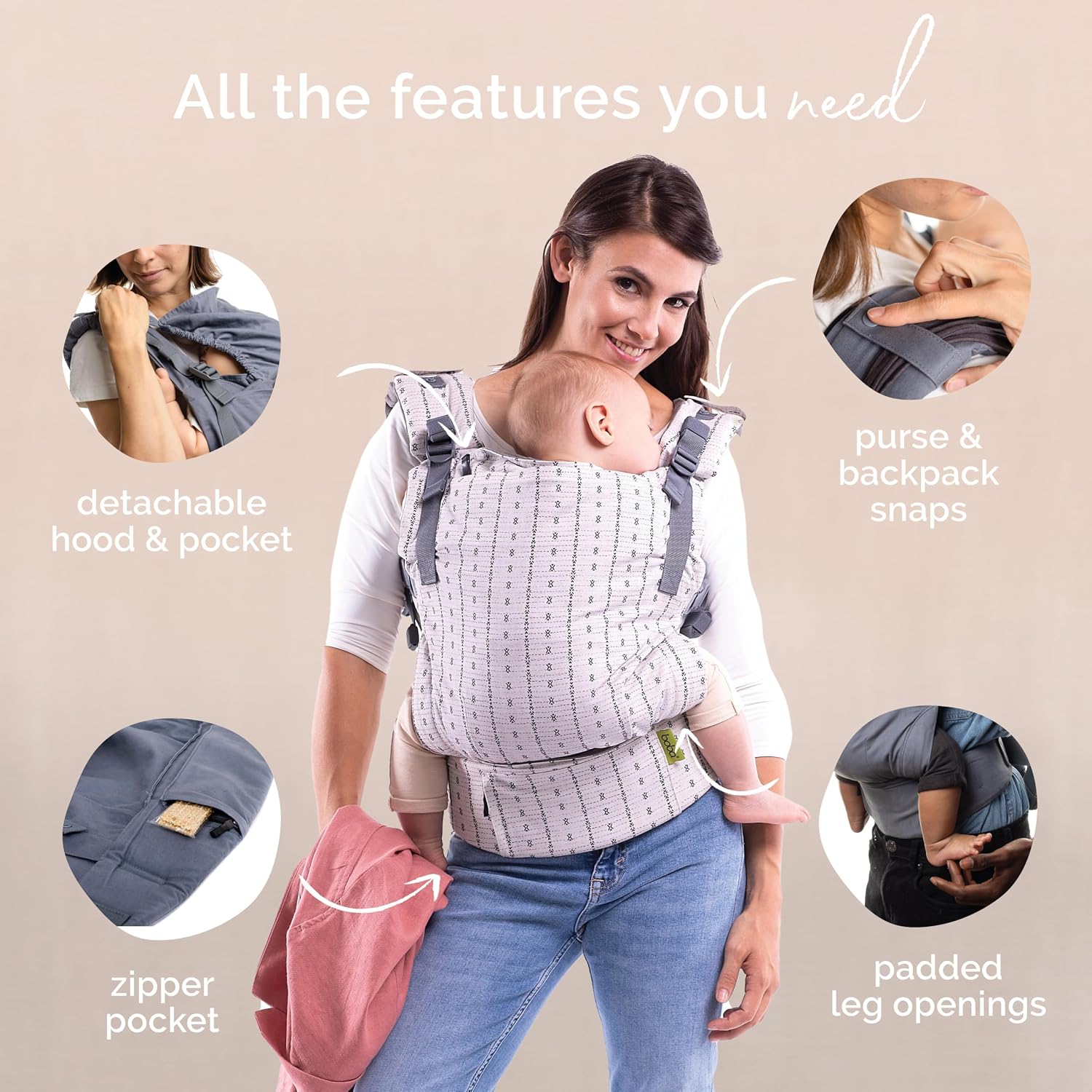 Boba X Baby Carrier - Newborn to Toddler Adjustable, 2-in-1 Convertible Front and Backpack Carrier 7 to 45 lbs, Ergonomic Baby Carrier with Crossable Straps (Yucca)