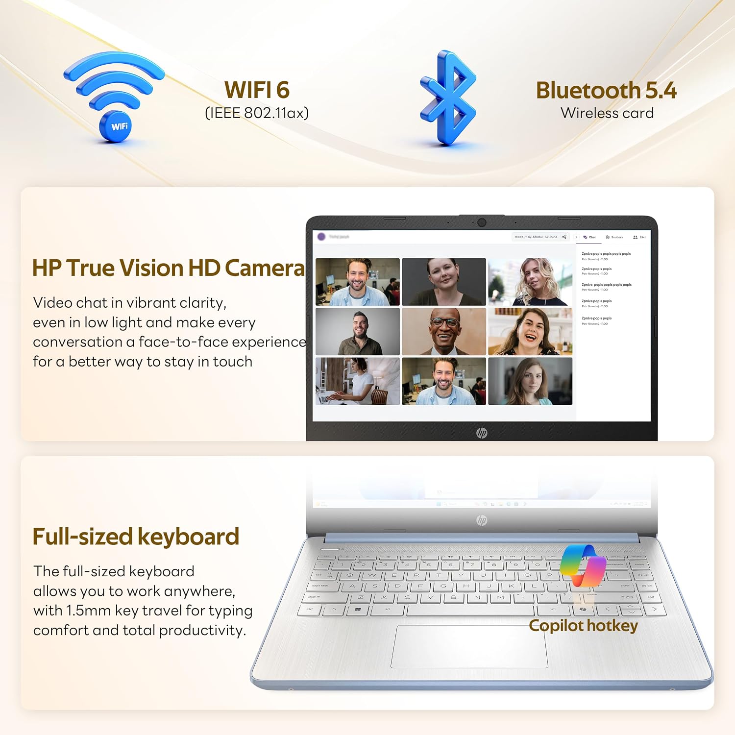 HP Flagship 14' HD Student&Business Laptop with AI Copilot, 13th Gen Intel 4-Core, 16GB RAM, 1.12TB Storage (128GB UFS + 1TB Docking Station), 1 Year Office 365, Wi-Fi 6, Win 11 S, Sky Blue
