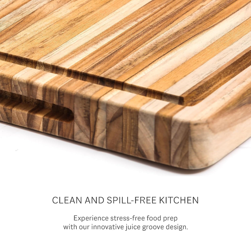 Teakhaus Cutting Board - Large (L) Teak Wood Cutting Board 20'L x 15'W x 1.5' Thick - Professional-Grade Reversible Edge Grain Wood - Knife Friendly - FSC Certified