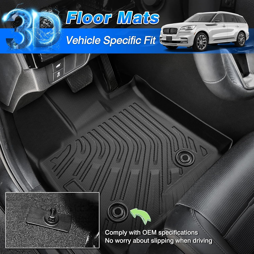 Aviator Floor Mats - Car Mats for Lincoln Aviator 2020-2025, All Weather Floor Mats and Cargo Liner for Aviator Accessories, Heavy Duty Rubber Mats, Car Accessories