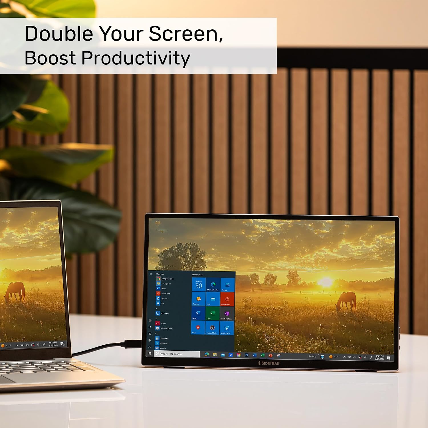 SideTrak Solo Essential 15.6' Portable Monitor for Laptop with Protective Sleeve | FHD Dual Screen w/Kickstand, USB & HDMI Laptop Screen Extender | Compatible with Mac, PC, Chrome