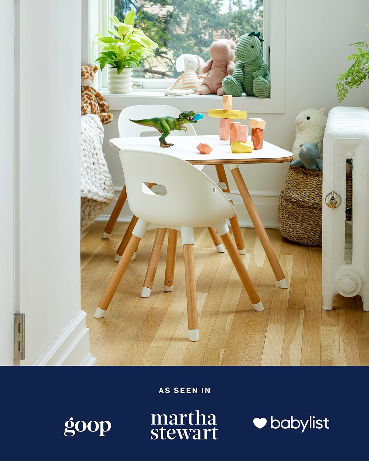Lalo The Play Kit - Kids Table and Chairs Set - Toddler Activity Table for Playroom, Snack Time, Arts & Crafts - Easy to Clean - Coconut/Licorice