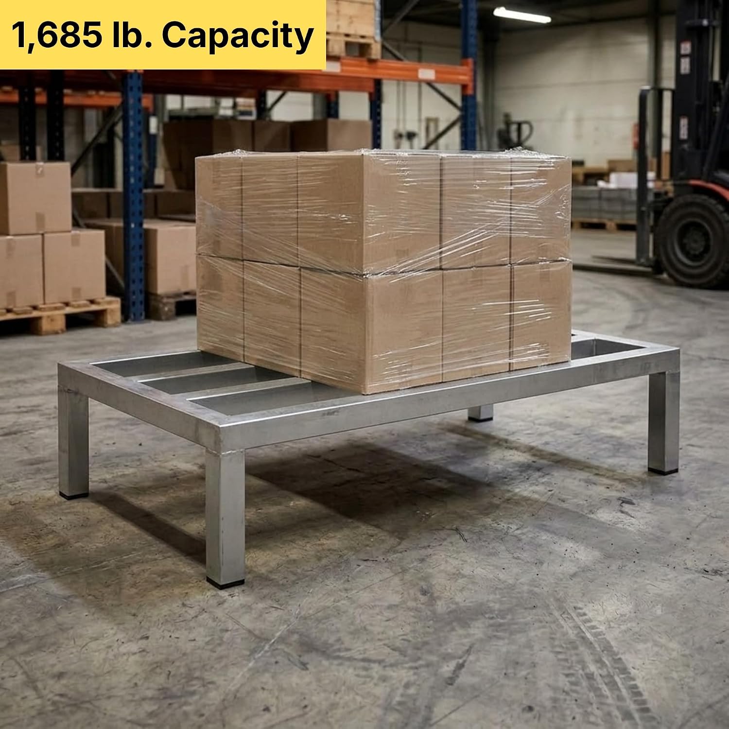 48'' x 20'' x 8'' Aluminum Welded NSF Certified Dunnage Rack - 1685 lb. Capacity, for Restaurant, Storage, Warehouse, Garage