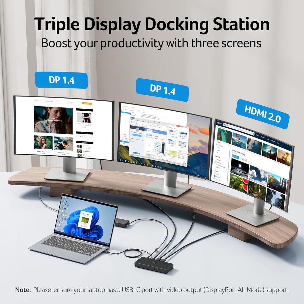 Acer Docking Station, 11-in-1 Laptop Docking Station 4K@60Hz for 3 Monitors with 2x DisplayPort+HDMI, Ethernet, 5Gbps Data, Audio, 135W Power, USBC Dock Compatible with Acer, Dell, MacBook Air/Pro, HP