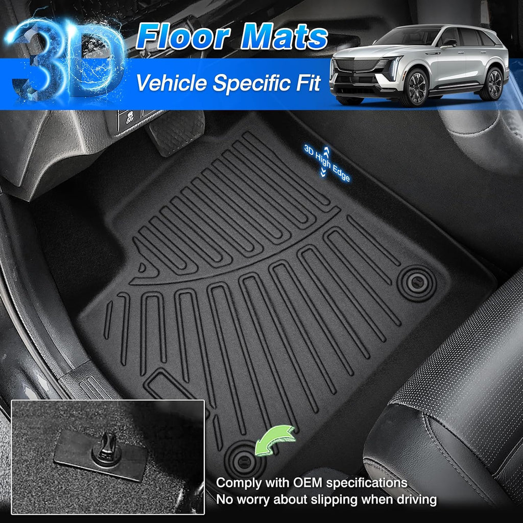 Escalade IQ Floor Mats - Car Mats for Cadillac Escalade IQ 2025 2026, All Weather Floor Mat for Escalade IQ Accessories, Heavy Duty Rubber Mats, Car Accessories
