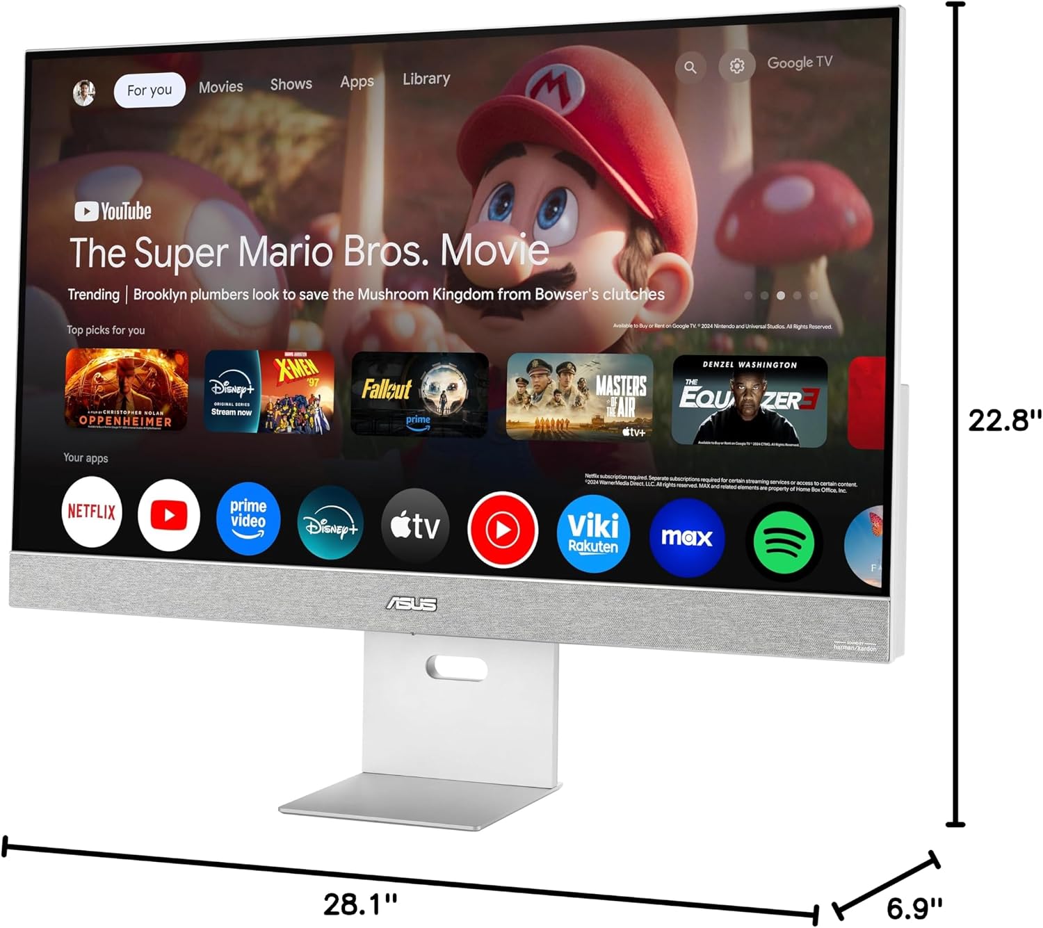 ASUS ZenScreen 31.5' 4K USB-C Smart Monitor (MS32UC) - UHD (3840 x 2160) IPS, 98% DCI-P3, GoogleTV, Harman Kardon Speakers, USB-C (90W PD), Wireless Display, Netflix and YouTube, 3 yr Warranty