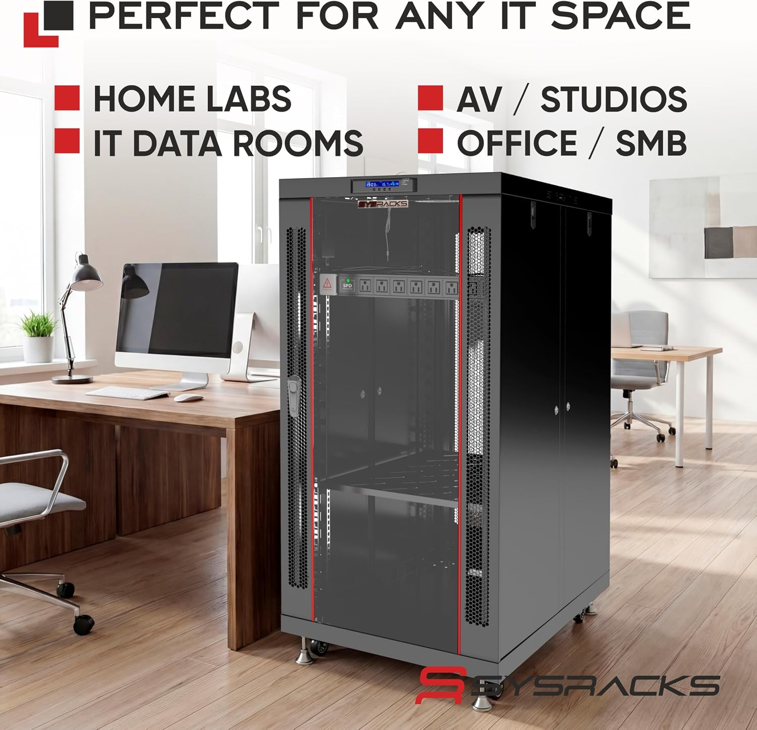 22U Home Server Rack Cabinet – 19' Floor Standing Network Rack, 39' Deep Homelab Rack with Locking Glass Door, Cooling Fans, PDU & Shelf for NAS, Router, Switch and AV Equipment