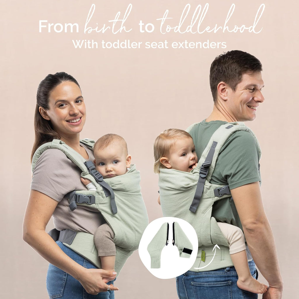 Boba X Baby Carrier Newborn to Toddler - Breathable Linen Blend, Certified Hip Healthy, Lightweight, Petite to Plus Size 7-45 lbs, Micro-Adjustable Baby Carrier from Newborn (Linen Willow)