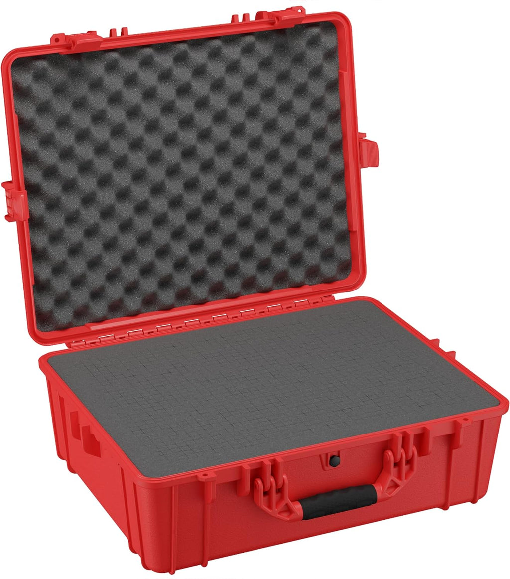 Condition 1 25' Large Waterproof Hard Case Model 839 with Foam, Portable Protective Storage Box for Travel, Hunting, Military, Tactical, Made in USA, 24.50'x 19.46'x8.41' Red