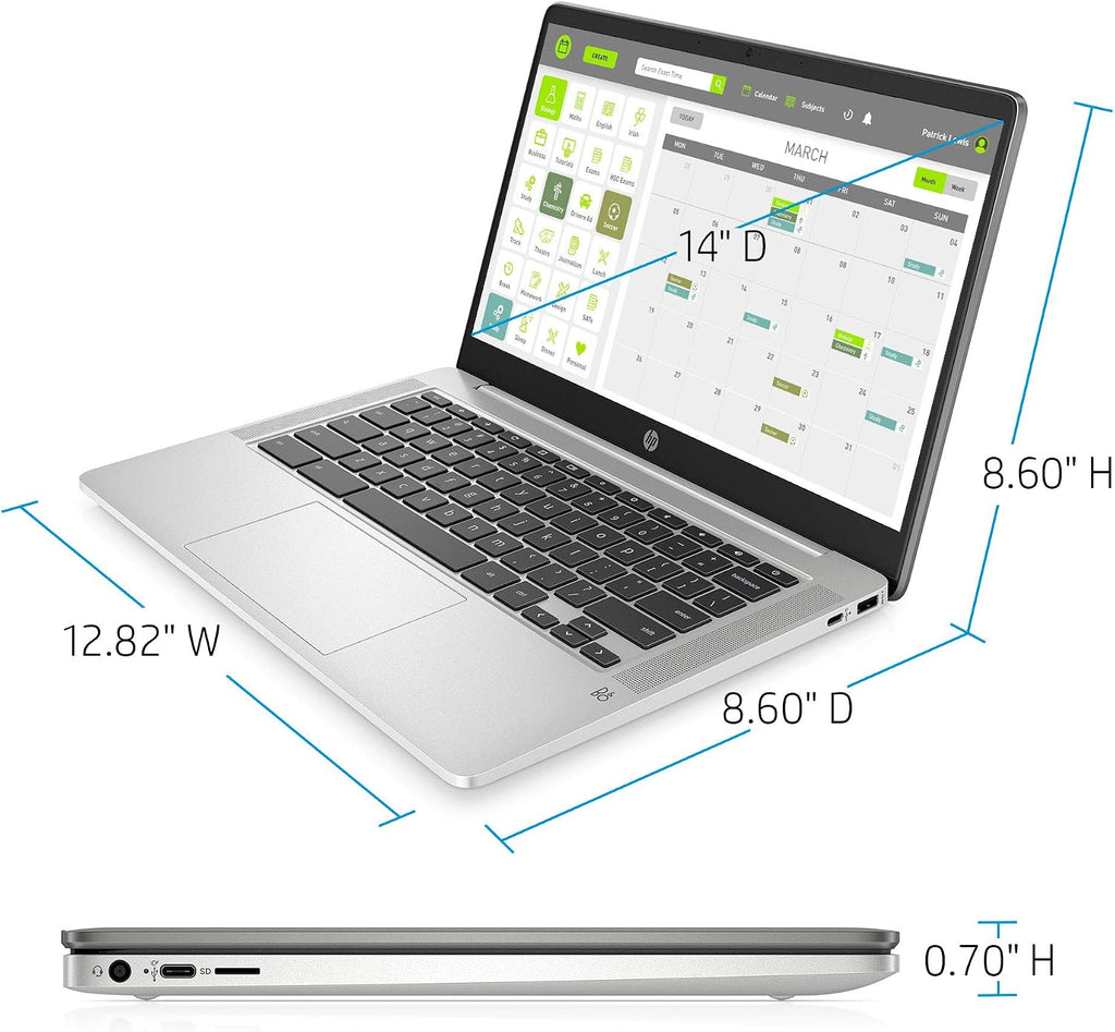 HP Chromebook 14-inch HD Laptop, Intel Celeron N4000, 4 GB RAM, 32 GB eMMC, Chrome (14a-na0010nr, Mineral Silver)