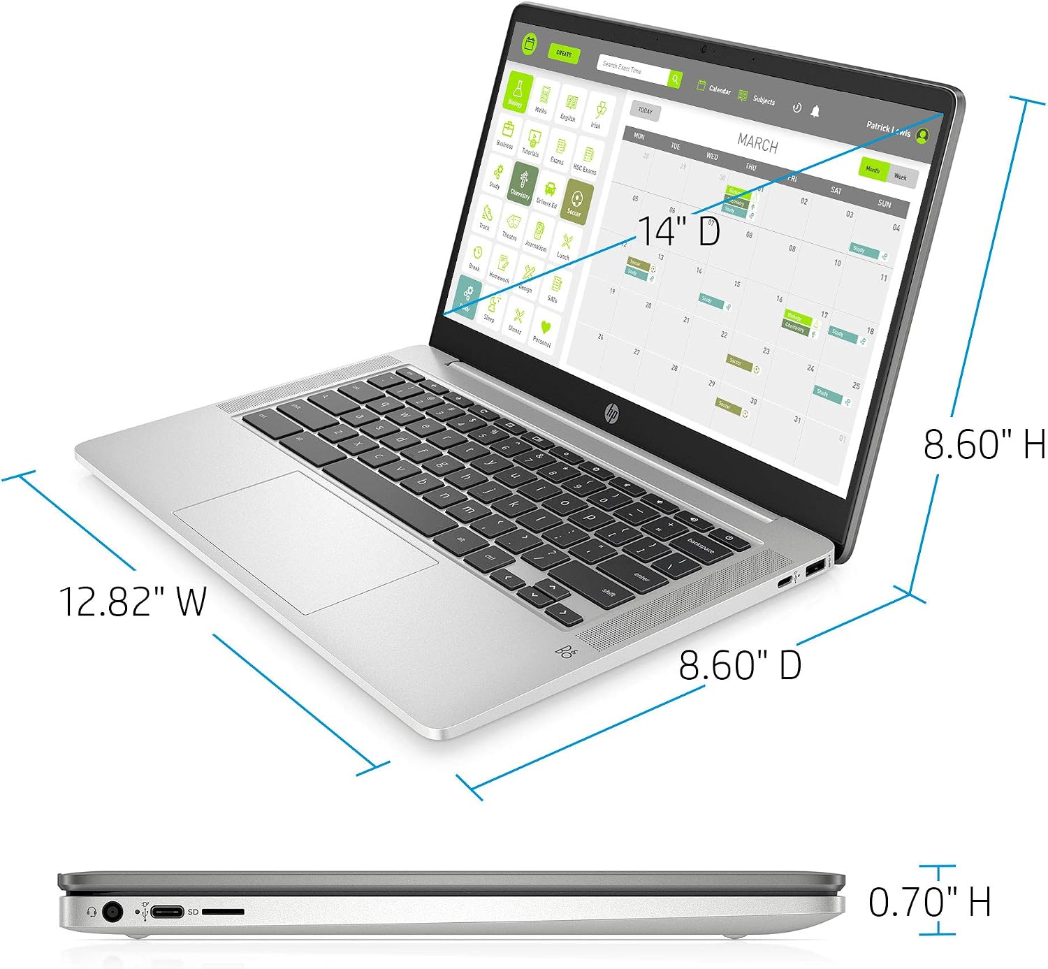 HP Chromebook 14-inch HD Laptop, Intel Celeron N4000, 4 GB RAM, 32 GB eMMC, Chrome (14a-na0010nr, Mineral Silver)