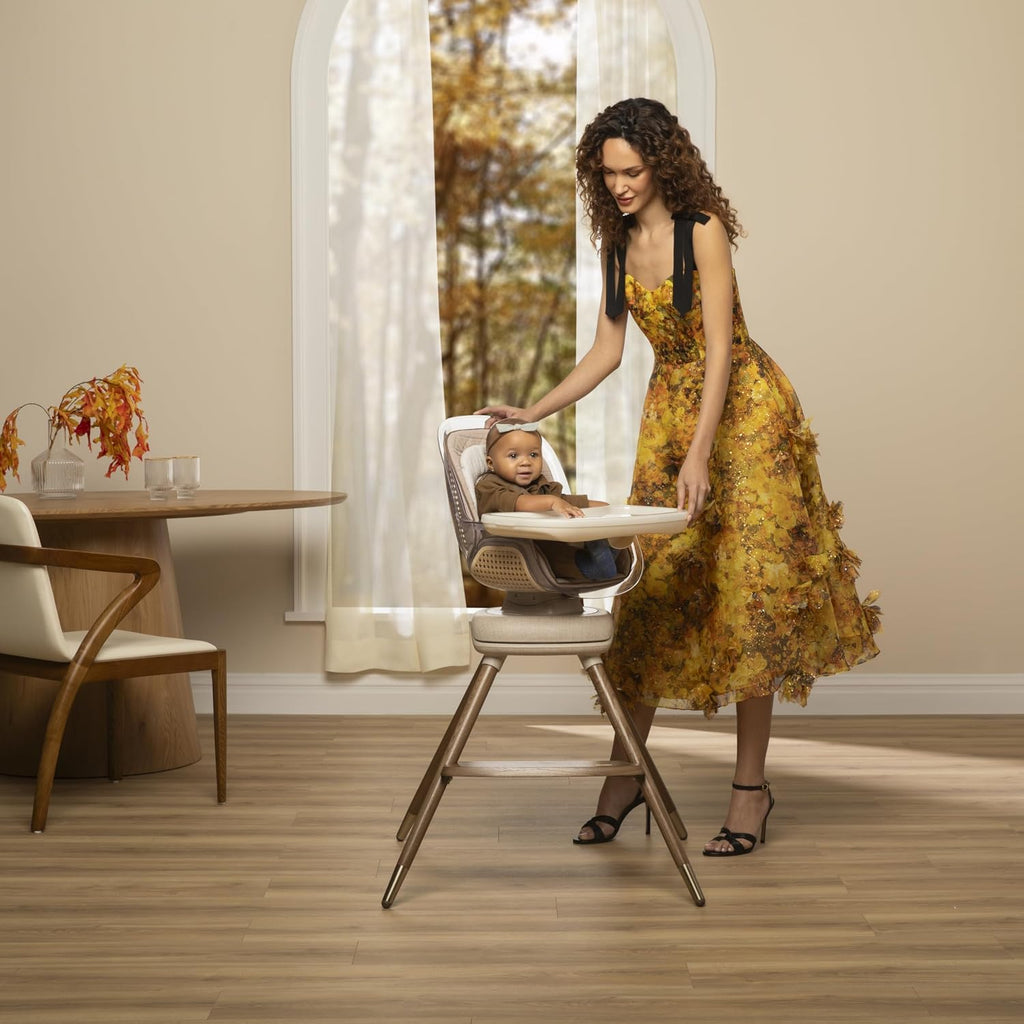Maxi-Cosi Kiskadee 360 Rotating High Chair, 7 Modes, Infant to 5 Years up to 50 lbs, ClipQuik Magnetic Clip, 3-Position Tray, Washable Pad, Infant Recline, Booster Seat, Child Stool, Natural Heritage