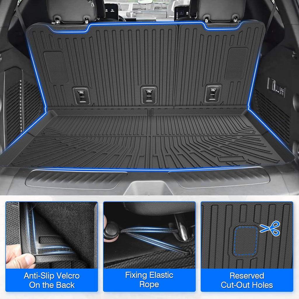 Floor Mats for 2015-2020 Chevy/Chevrolet Suburban & GMC Yukon XL 8 Seats, All Weather Cargo Liner for Suburban Accessories, Heavy Duty TPE Cargo Mats, Car Accessories