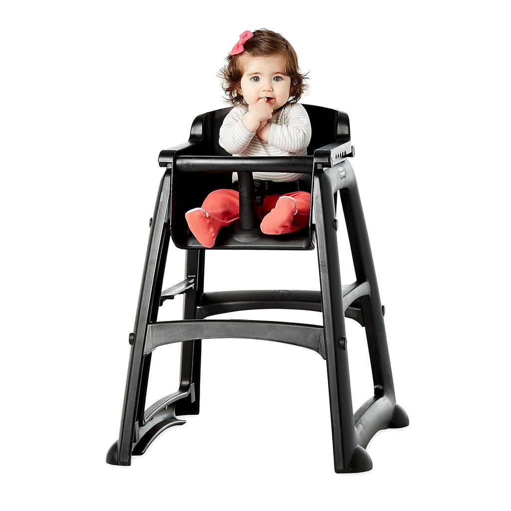 Rubbermaid Commercial Products Sturdy High Chair, 33lb Capacity, Black, Pre-Assmbled Without Wheels, Stackable, Fits Under Table for Child/Baby/Toddler Seating