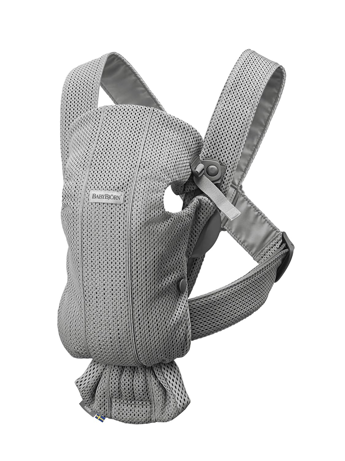 BabyBjörn Baby Carrier Mini, Gray, 3D Mesh | Newborn Carrier (7-15 lbs), Ergonomic, Easy-to-Use
