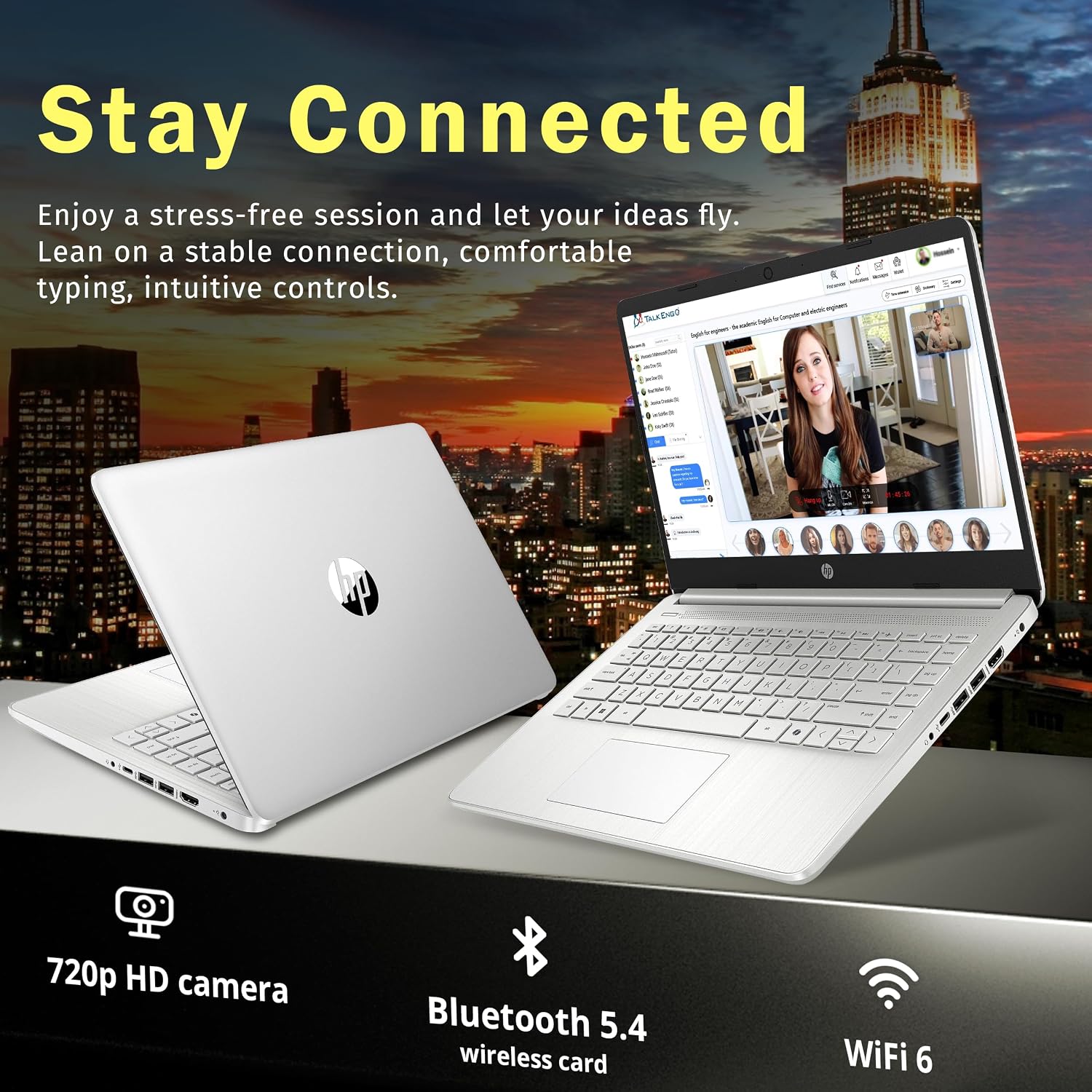 HP Stream 14' HD Laptop, Intel Processor N150, 16GB RAM, 1.12TB Storage(128GB UFS+1TB Docking Station Set), Intel Graphics, Webcam, Wi-Fi 6, 1 Year Office 365, Copilot, Fast Charge, Win 11, Silver