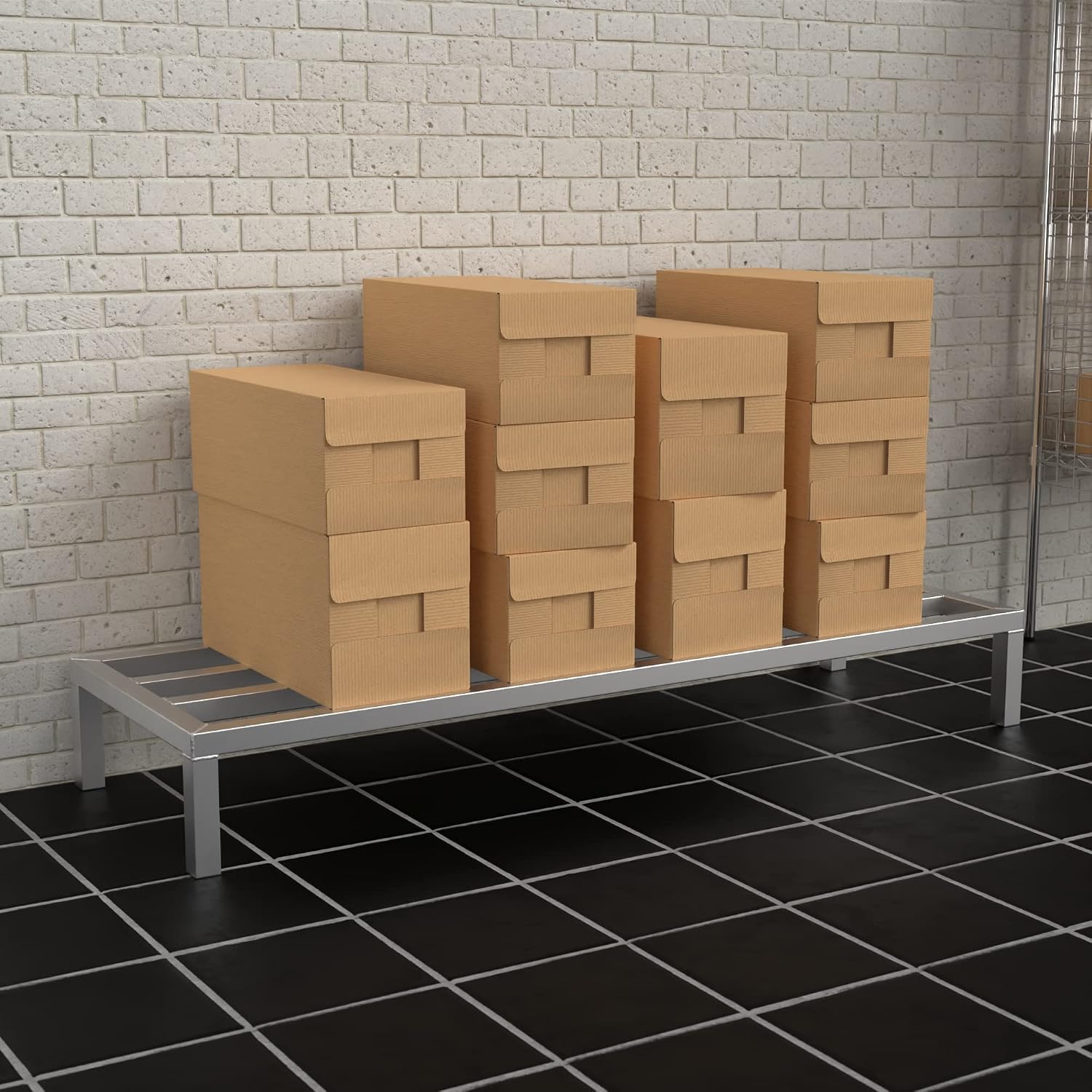 60'' x 20'' x 8'' Aluminum Welded NSF Certified Dunnage Rack - 1740 lb. Capacity, for Restaurant, Storage, Warehouse, Garage